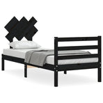 Bed Frame without Mattress Black 90x190 cm Solid Wood