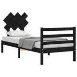 Bed Frame without Mattress Black 90x190 cm Solid Wood - Top-Down View
