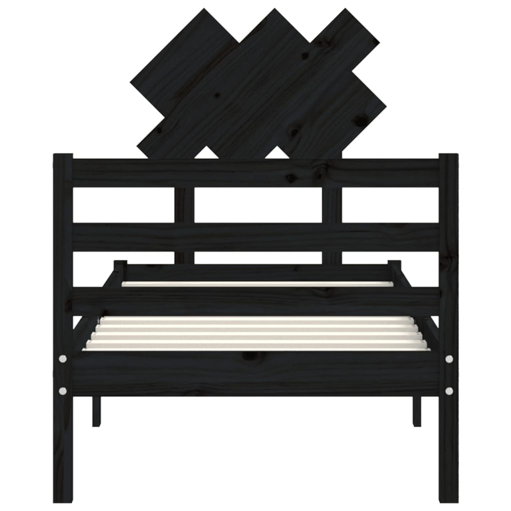 Bed Frame without Mattress Black 90x190 cm Solid Wood
