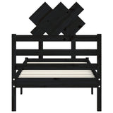 Bed Frame without Mattress Black 90x190 cm Solid Wood - Rear View