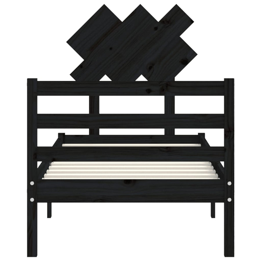 Bed Frame without Mattress Black 90x190 cm Solid Wood