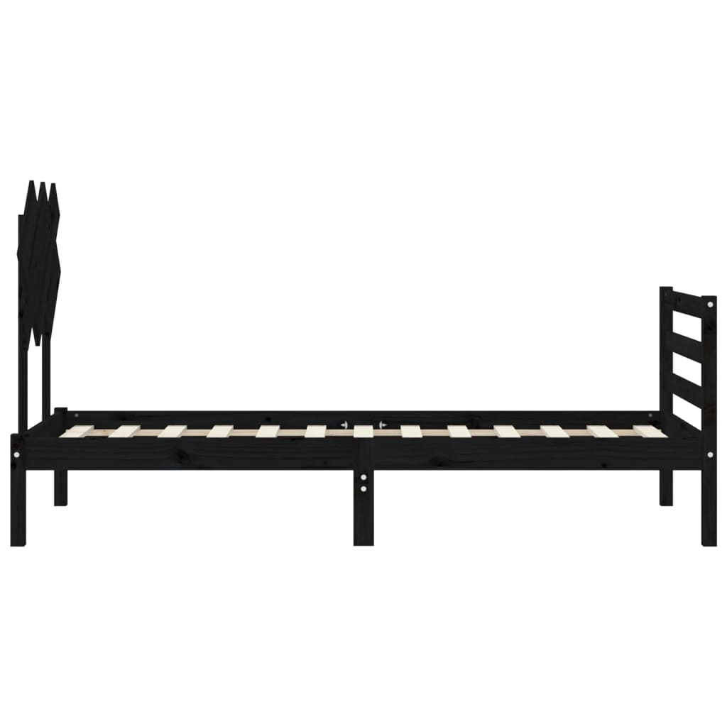 Bed Frame without Mattress Black 90x190 cm Solid Wood