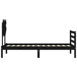 Bed Frame without Mattress Black 90x190 cm Solid Wood - Close-Up Angle