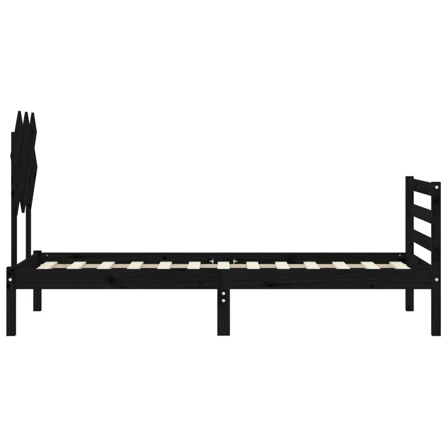 Bed Frame without Mattress Black 90x190 cm Solid Wood