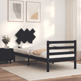 Bed Frame without Mattress Black 90x190 cm Solid Wood