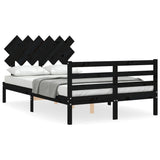 Bed Frame without Mattress Black 135x190 cm Solid Wood
