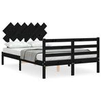 Bed Frame without Mattress Black 135x190 cm Solid Wood