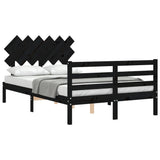 Bed Frame without Mattress Black 135x190 cm Solid Wood - Top-Down View