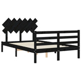 Bed Frame without Mattress Black 135x190 cm Solid Wood