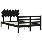 Bed Frame without Mattress Black 135x190 cm Solid Wood