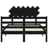 Bed Frame without Mattress Black 135x190 cm Solid Wood