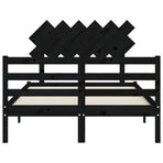 Bed Frame without Mattress Black 135x190 cm Solid Wood