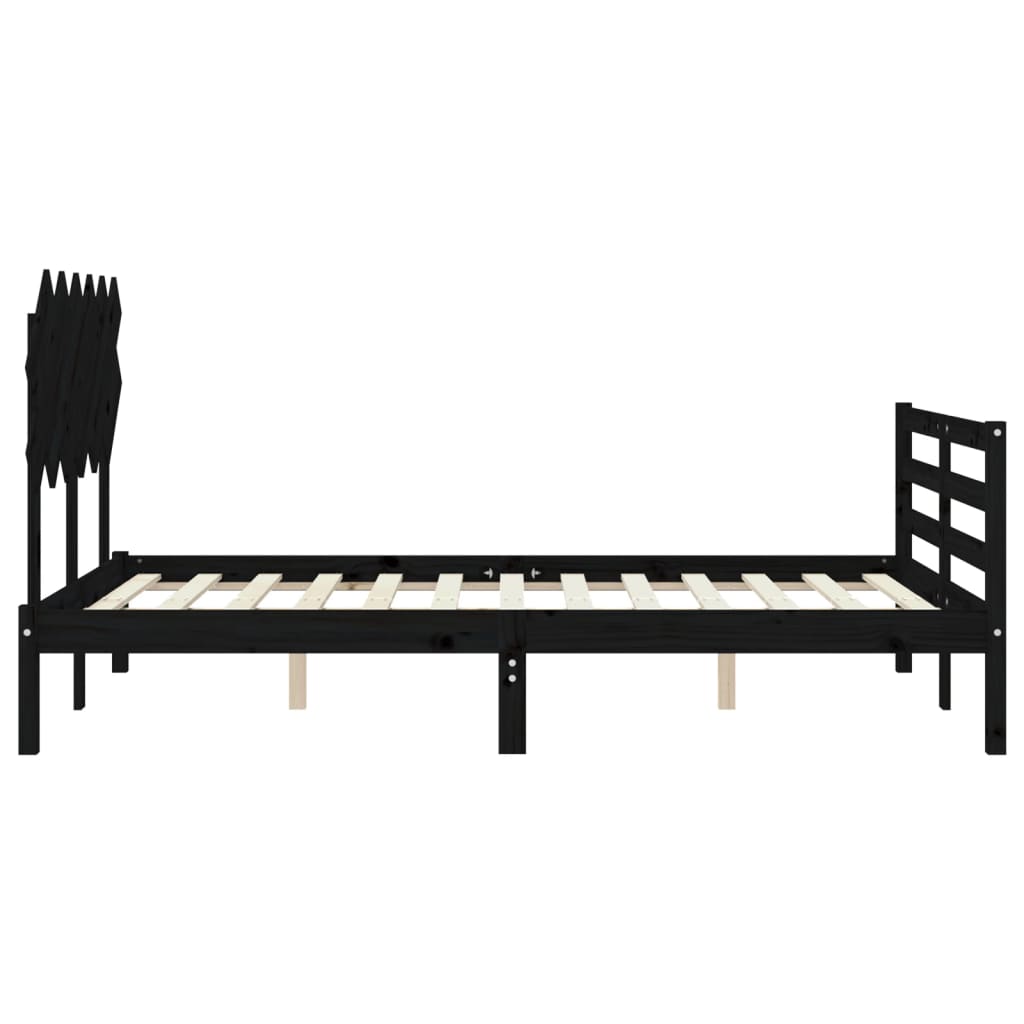Bed Frame without Mattress Black 135x190 cm Solid Wood