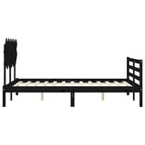 Bed Frame without Mattress Black 135x190 cm Solid Wood - Close-Up Angle