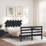 Bed Frame without Mattress Black 135x190 cm Solid Wood