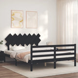 Bed Frame without Mattress Black 150x200 cm Solid Wood - Side View