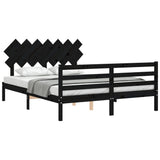 Bed Frame without Mattress Black 150x200 cm Solid Wood