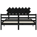 Bed Frame without Mattress Black 150x200 cm Solid Wood - Rear View