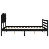 Bed Frame without Mattress Black 150x200 cm Solid Wood