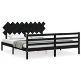 Bed Frame without Mattress Black 183x203 cm King Solid Wood