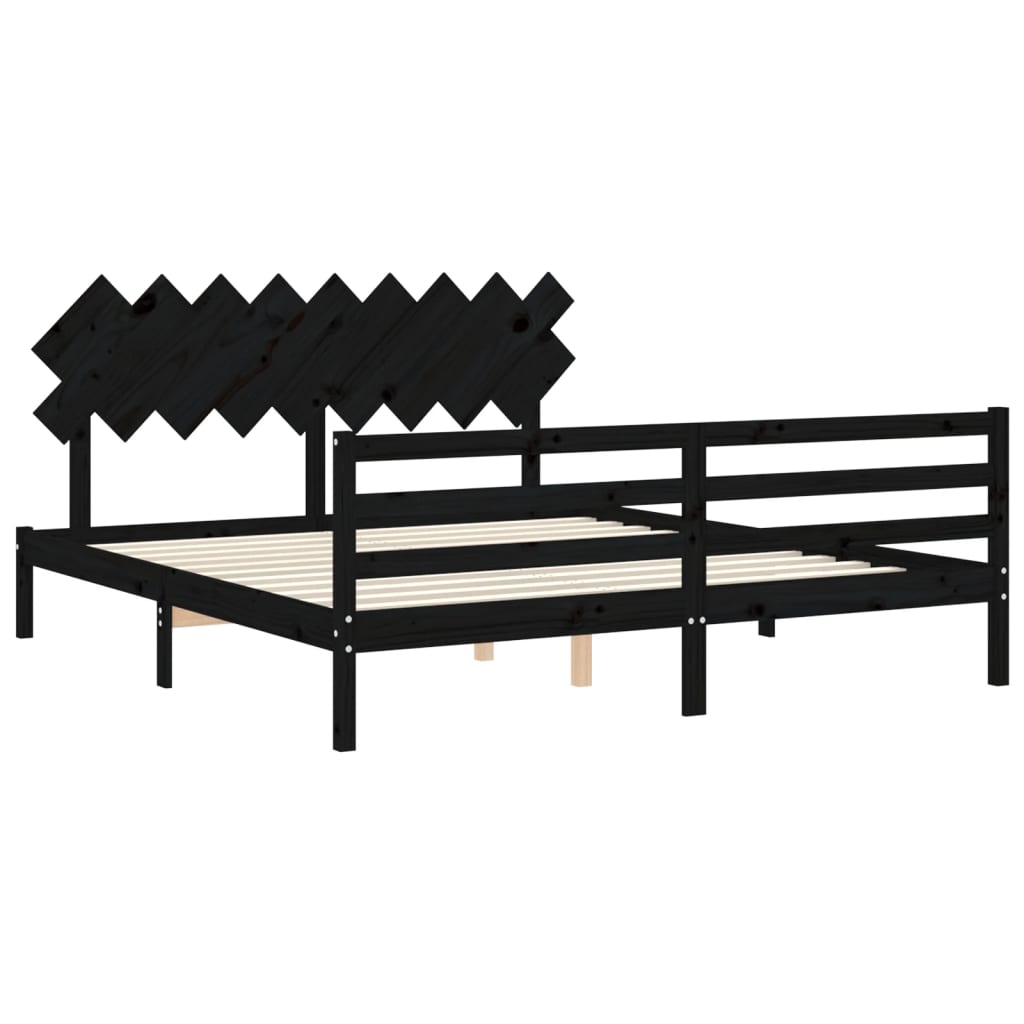 Bed Frame without Mattress Black 183x203 cm King Solid Wood