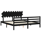 Bed Frame without Mattress Black 183x203 cm King Solid Wood