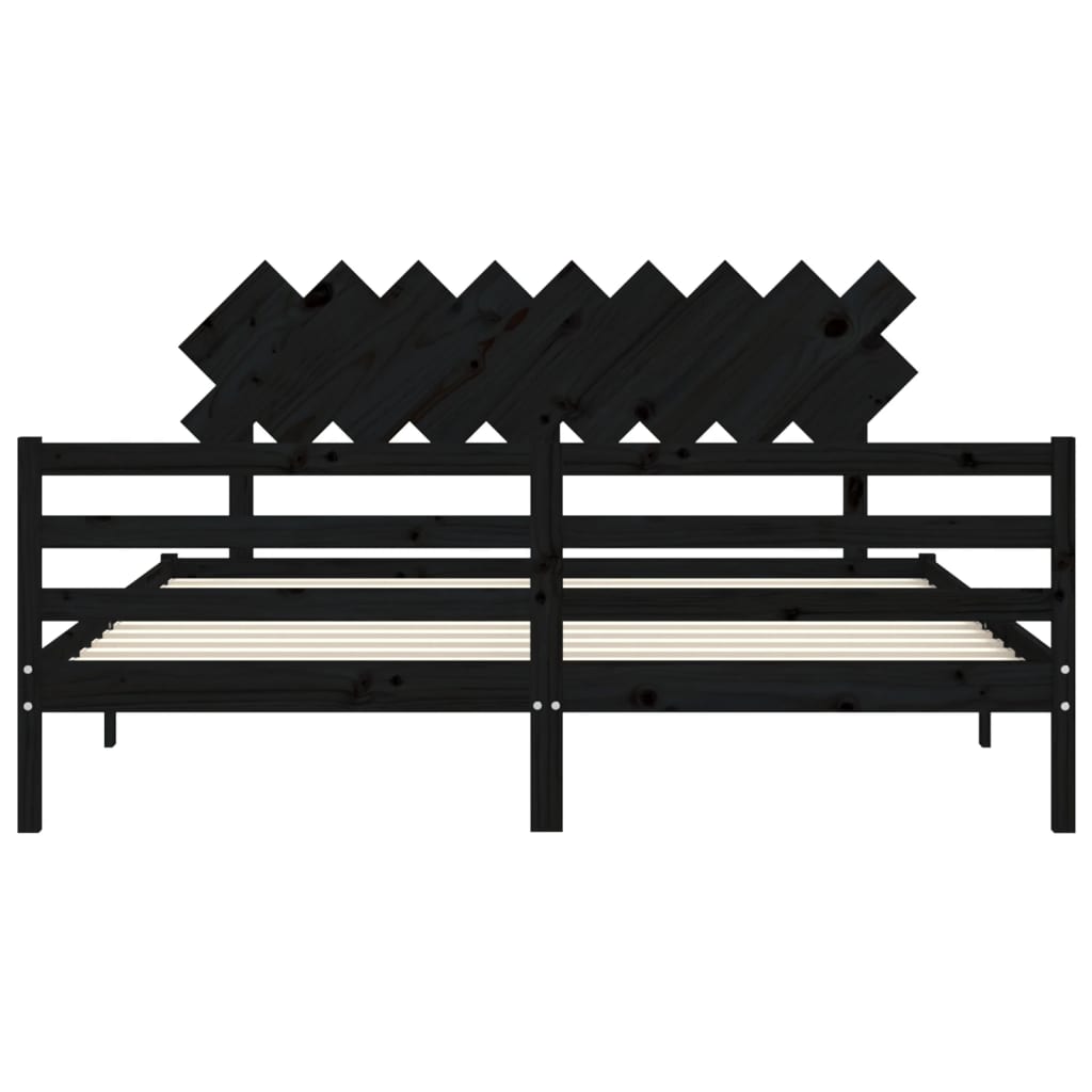 Bed Frame without Mattress Black 183x203 cm King Solid Wood