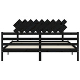 Bed Frame without Mattress Black 183x203 cm King Solid Wood
