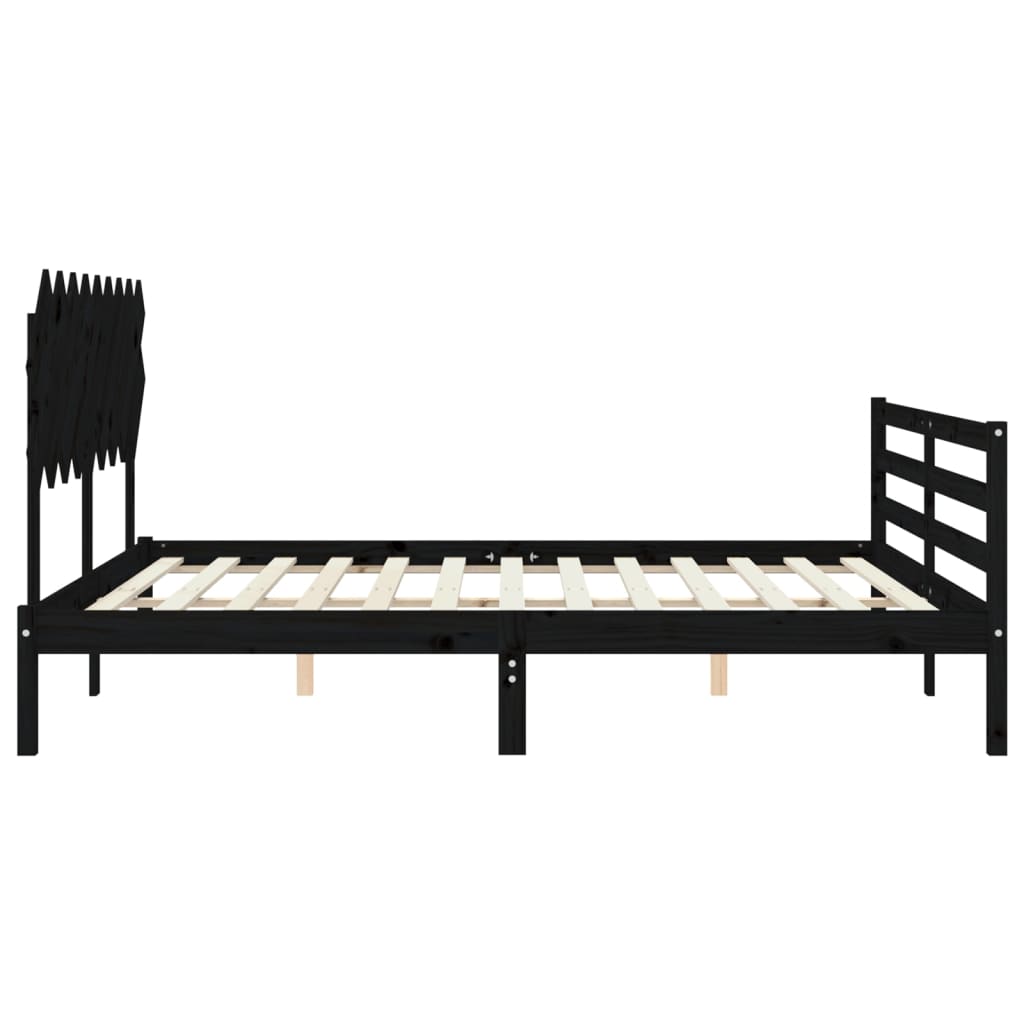 Bed Frame without Mattress Black 183x203 cm King Solid Wood