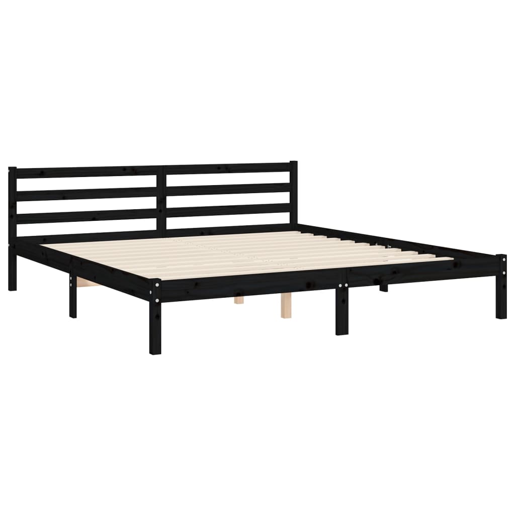 Bed Frame without Mattress Black 183x203 cm King Solid Wood