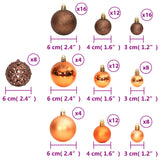Christmas Baubles 100 pcs Brown 3 / 4 / 6 cm - Low Angle