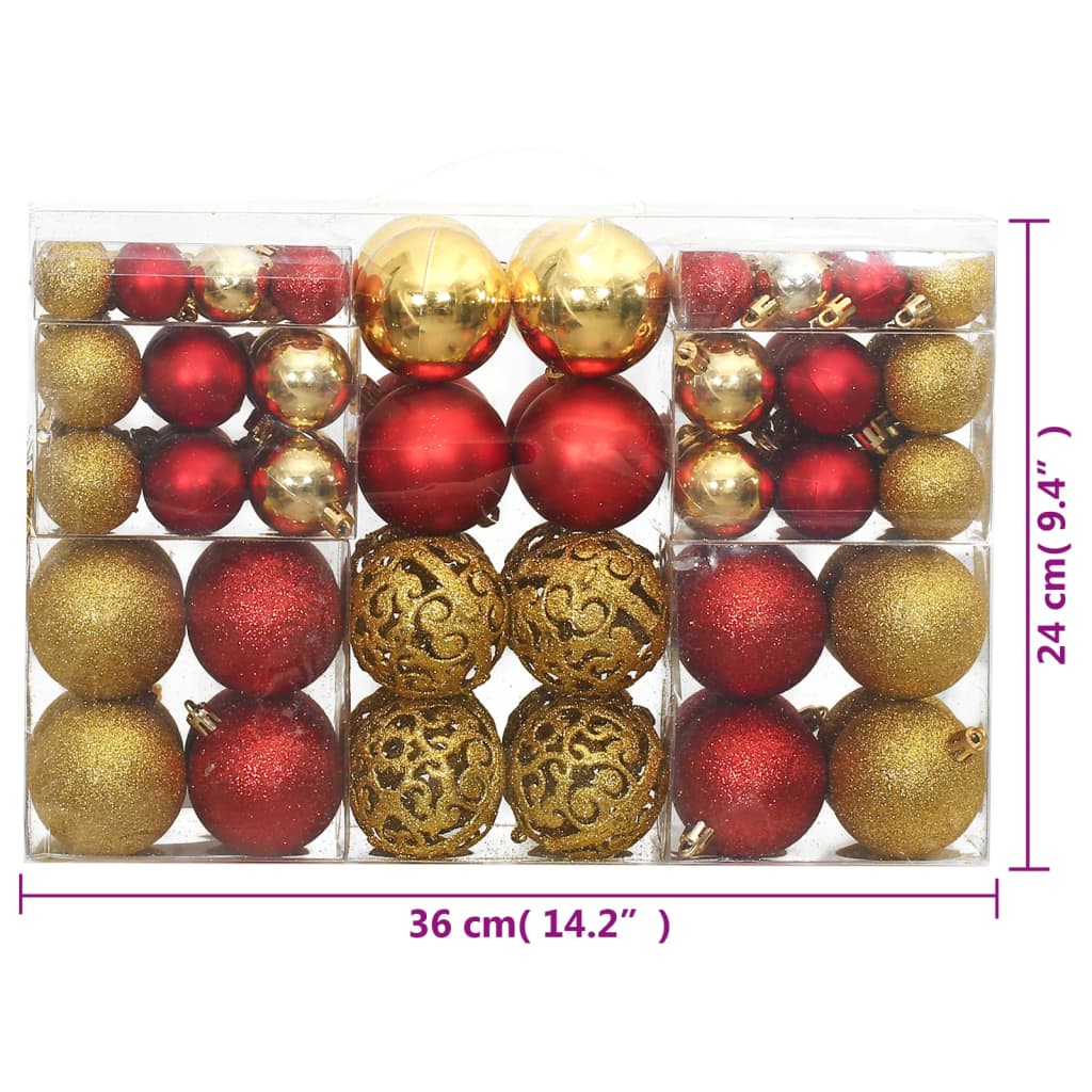Christmas Baubles 100 pcs Gold and Wine Red 3 / 4 / 6 cm