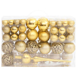111 Piece Christmas Bauble Set Gold Polystyrene - Front View