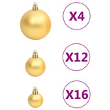 111 Piece Christmas Bauble Set Gold Polystyrene - 45-Degree Angle