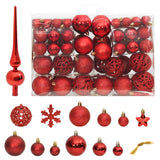 111 Piece Christmas Bauble Set Red Polystyrene - Front View