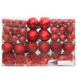 111 Piece Christmas Bauble Set Red Polystyrene - Top-Down View