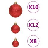 111 Piece Christmas Bauble Set Red Polystyrene - 45-Degree Angle