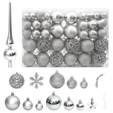 111 Piece Christmas Bauble Set Silver Polystyrene - Front View