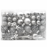 111 Piece Christmas Bauble Set Silver Polystyrene - Top-Down View