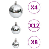 111 Piece Christmas Bauble Set Silver Polystyrene - Close-Up Angle