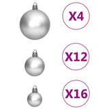 111 Piece Christmas Bauble Set Silver Polystyrene - Low Angle