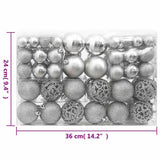 111 Piece Christmas Bauble Set Silver Polystyrene - Extra Image