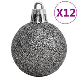 111 Piece Christmas Bauble Set White and Grey Polystyrene - Close-Up Angle