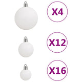 111 Piece Christmas Bauble Set White Polystyrene - 45-Degree Angle
