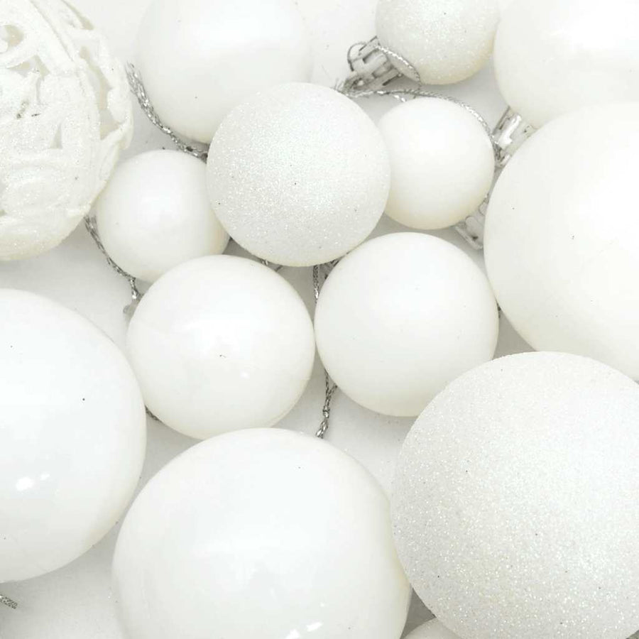 111 Piece Christmas Bauble Set White Polystyrene
