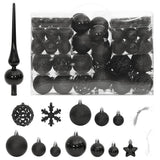 111 Piece Christmas Bauble Set Black Polystyrene - Front View
