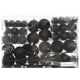 111 Piece Christmas Bauble Set Black Polystyrene - Top-Down View