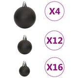 111 Piece Christmas Bauble Set Black Polystyrene - Rear View