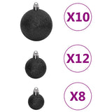 111 Piece Christmas Bauble Set Black Polystyrene - Close-Up Angle