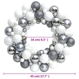 Christmas Wreath White and Grey 45 cm Polystyrene - Top-Down View